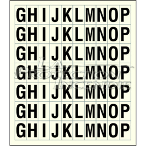 Planche de 70 stickers adhésifs G H I J K L M N O P