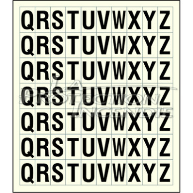 Sheet of 70 adhesive stickers QRSTUVWXYZ