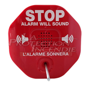 Fire extinguisher alarm deactivation cable
