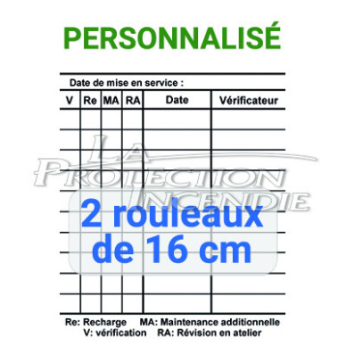 Personalized fire extinguisher verification label on roll