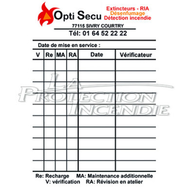 Personalized fire extinguisher verification label on roll